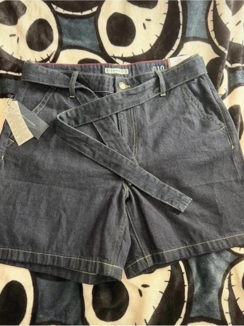 Tommy Hilfiger Dark Blue Denim Belted Shorts